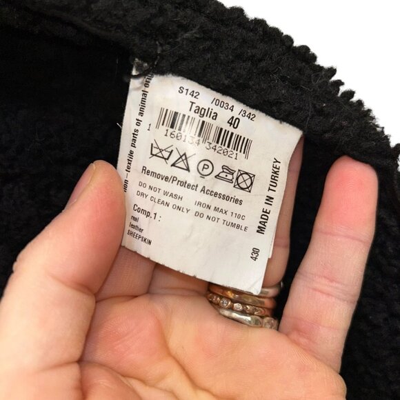 Bazar delux Couture black suede shearling printed back Penny lane Coat 40 M - Picture 4 of 6